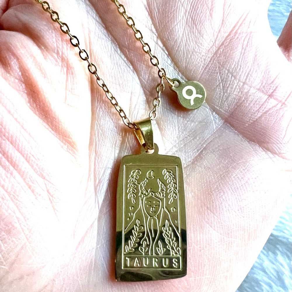 GOLD Stainless Steel ZODIAC ASTROLOGY Necklace Pendant Scorpio Leo Aries Virgo - Picture 4 of 15